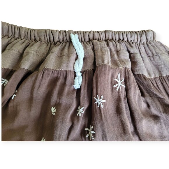 90s Handmade Tiered Whimsigoth Boho Embroidered Phoebe Buffay Maxiskirt size S - Picture 6 of 10